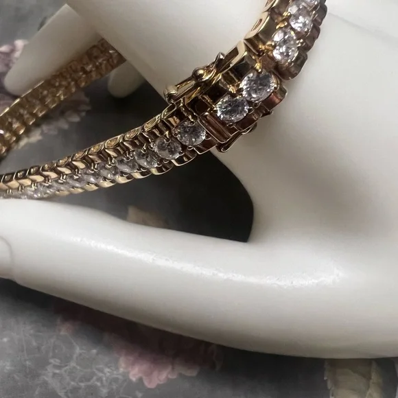 Bronze Italy 14kt gold plating Sterling Silver Bracelet with crystal stones. - Picture 3 of 6